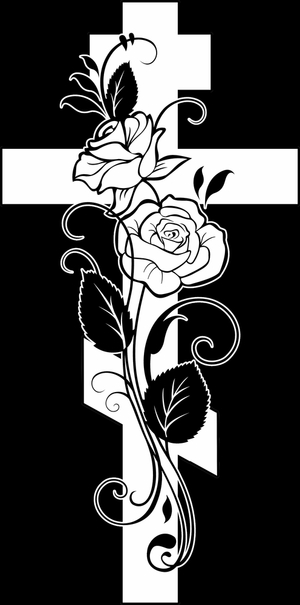 крест за двумя розами 4 - картинки для гравировки